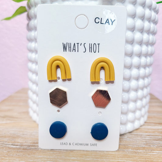 Mustard and Navy Stud Earings