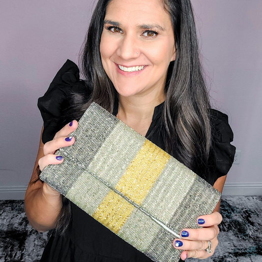 Silver and Gold Beaded Clutch